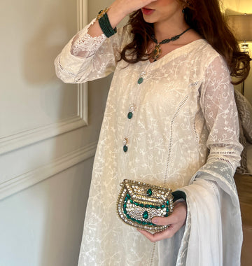 Emerald Zari Luxe Large Clutch